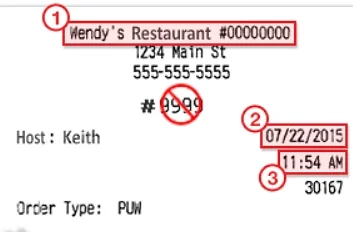 receipt of the wendy's customer survey